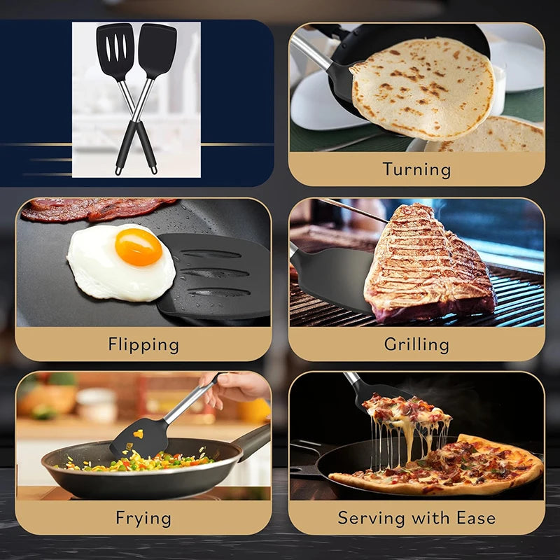 2PCS Heat-Resistant Silicone Spatula Cooking Set