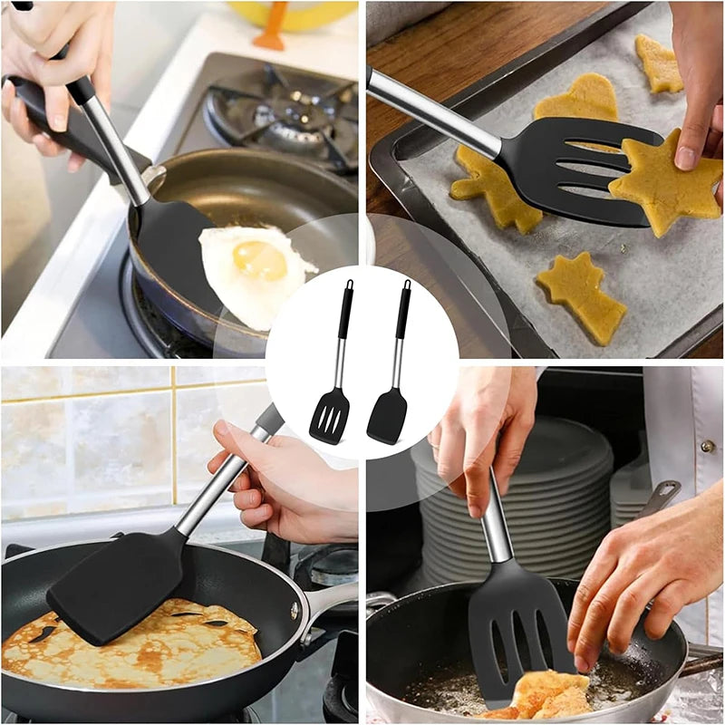 2PCS Heat-Resistant Silicone Spatula Cooking Set