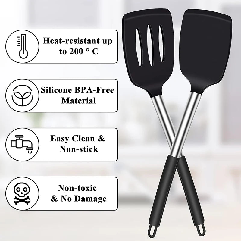 2PCS Heat-Resistant Silicone Spatula Cooking Set