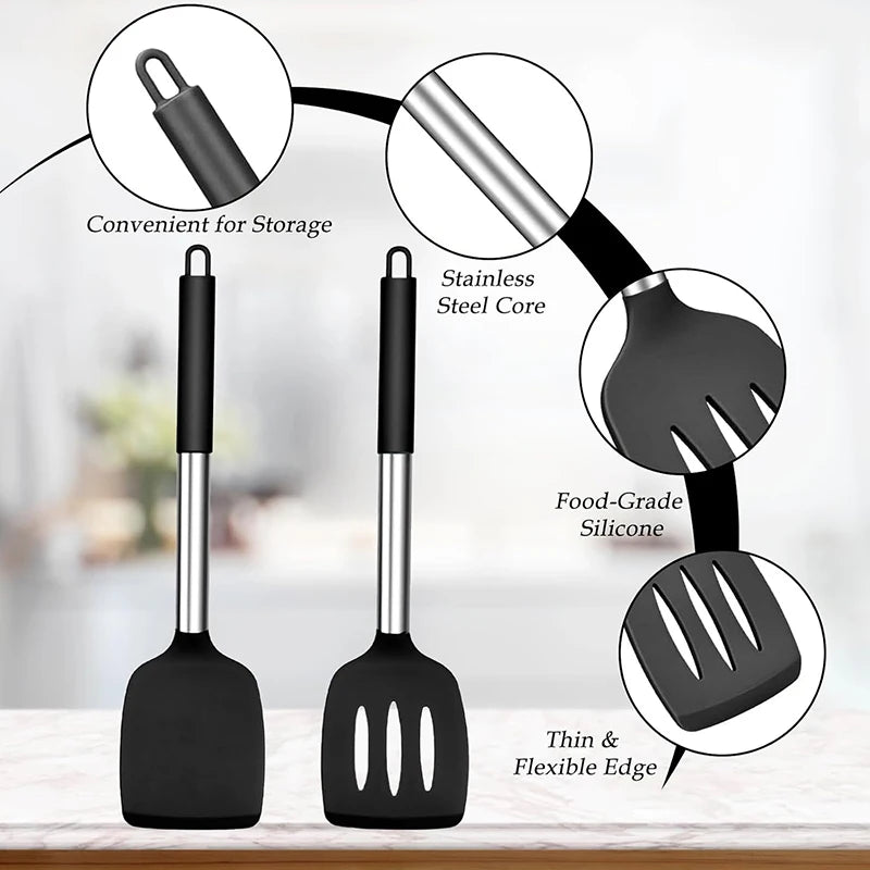 2PCS Heat-Resistant Silicone Spatula Cooking Set