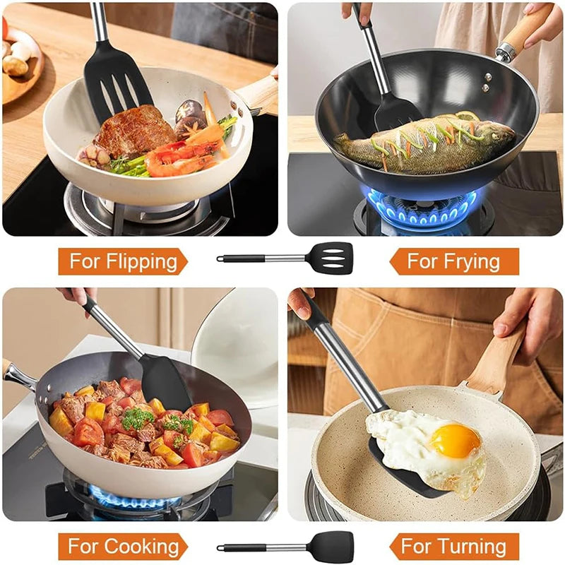 2PCS Heat-Resistant Silicone Spatula Cooking Set