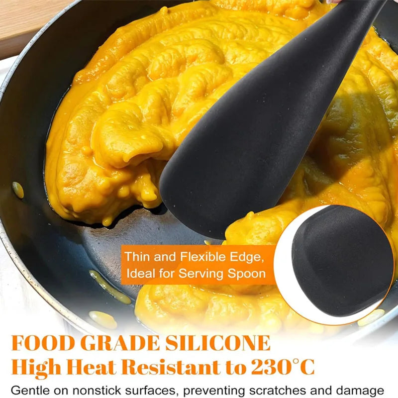 Silicone Spatula Spoon with Wooden Handle Set