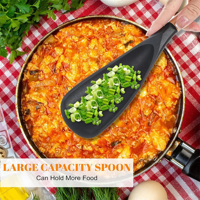 Silicone Spatula Spoon with Wooden Handle Set